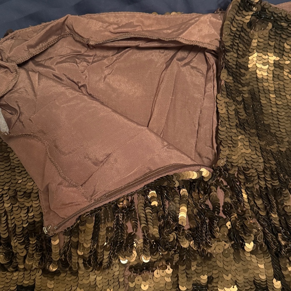 Gold Hawk Ruffle Sequin Skirt - Picture 6 of 7